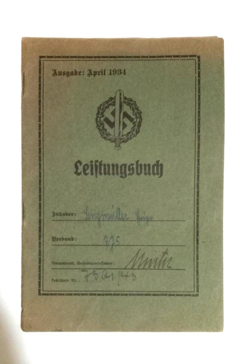 Third Reich S.A Sports Badge Award Booklet