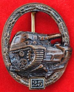 WW2 German Panzer Assault Badge in Bronze 1957 Variation with …