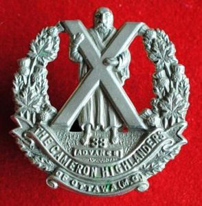 Canadian Expeditionary Force 38th Battalion Cameron Highlanders of Ottawa (MG) …