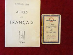Lot brochure appel aux Français et carte identité 1944 RÉSERVÉ …