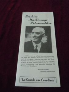 dépliant campagne élection législative 1953 Adrien Arcand