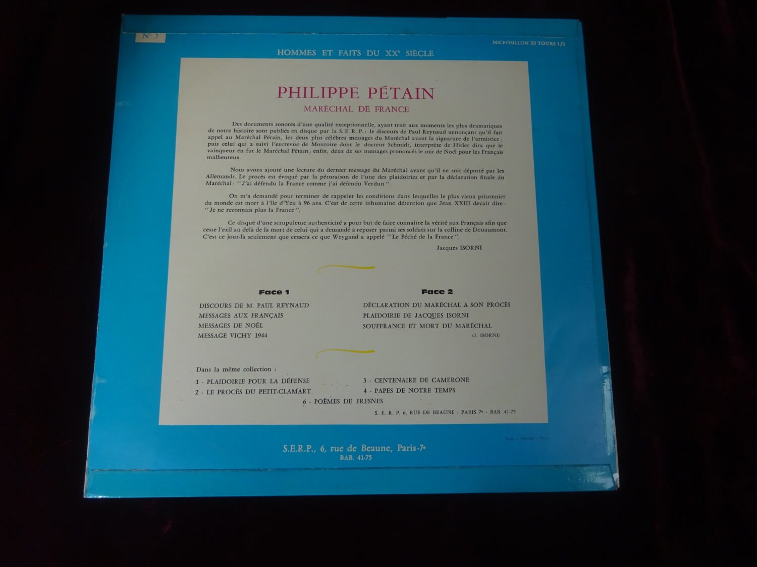 Disque 33 tours SERP Philippe Pétain — image 2