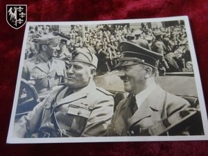 Carte postale AH et Mussolini