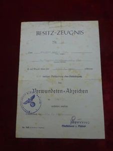 Diplôme badge des blessés classe noir accompagné de documents après …