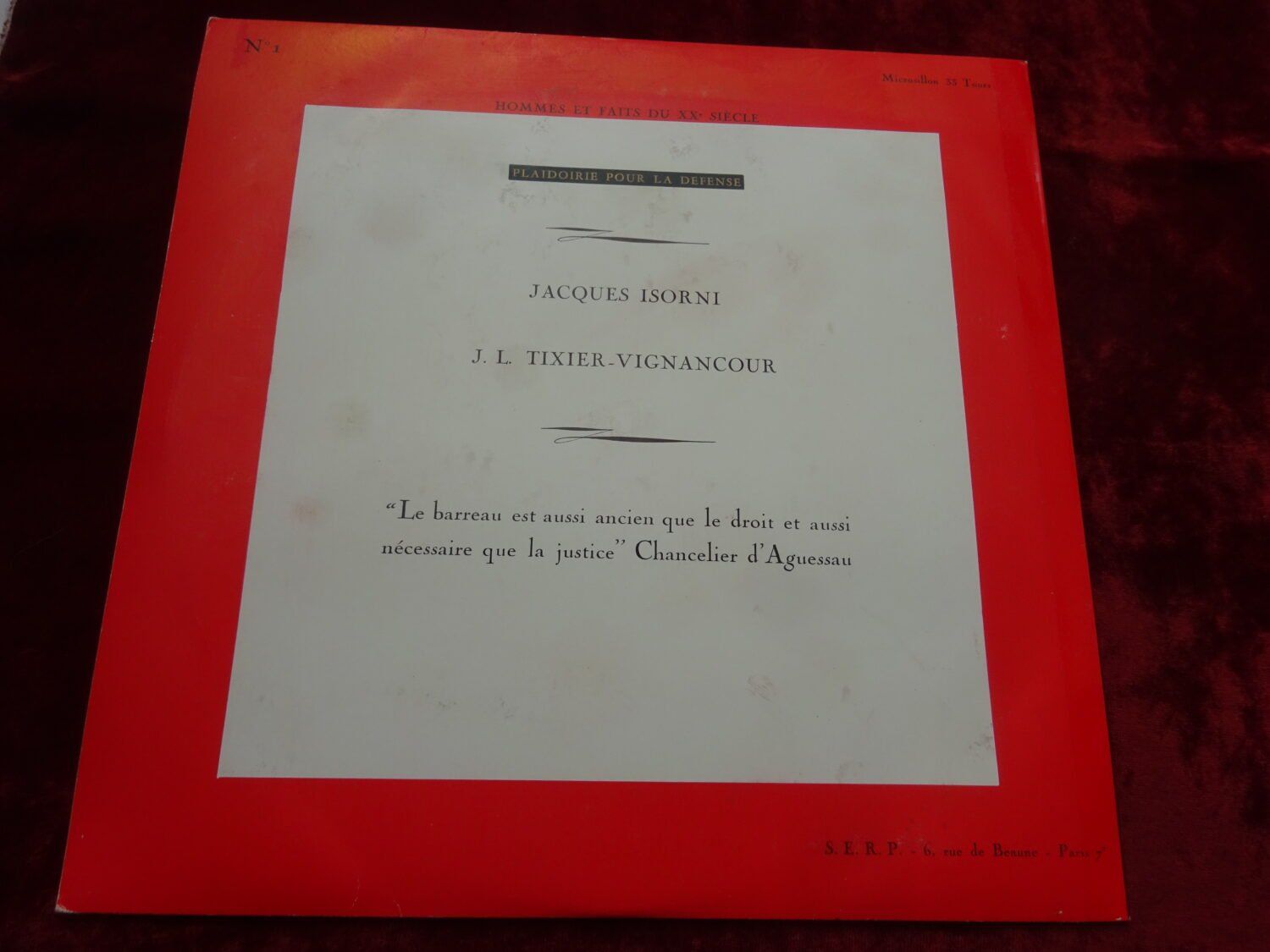 Disque 33 tours plaidoiries Jacques Isorni et JL Tixier Vignancour SERP — image 2