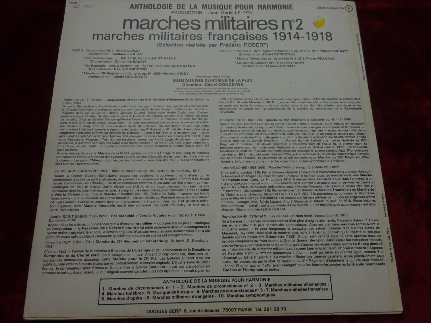 Disque 33 tours marches militaires 1914-1918 SERP — image 2