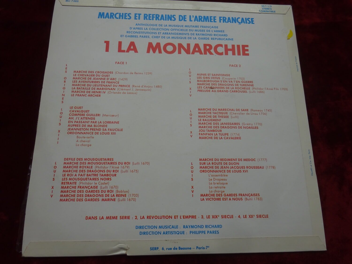 Disque 33 tours SERP marches et refrains de l'armée francaise — image 2
