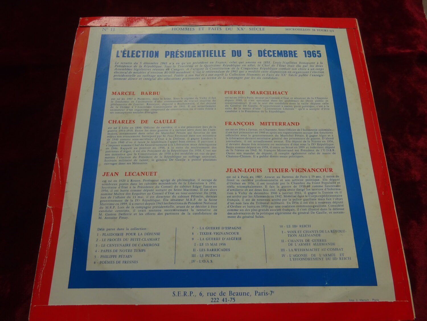 Disque 33 tours campagne présidentielle 1965 SERP — image 2