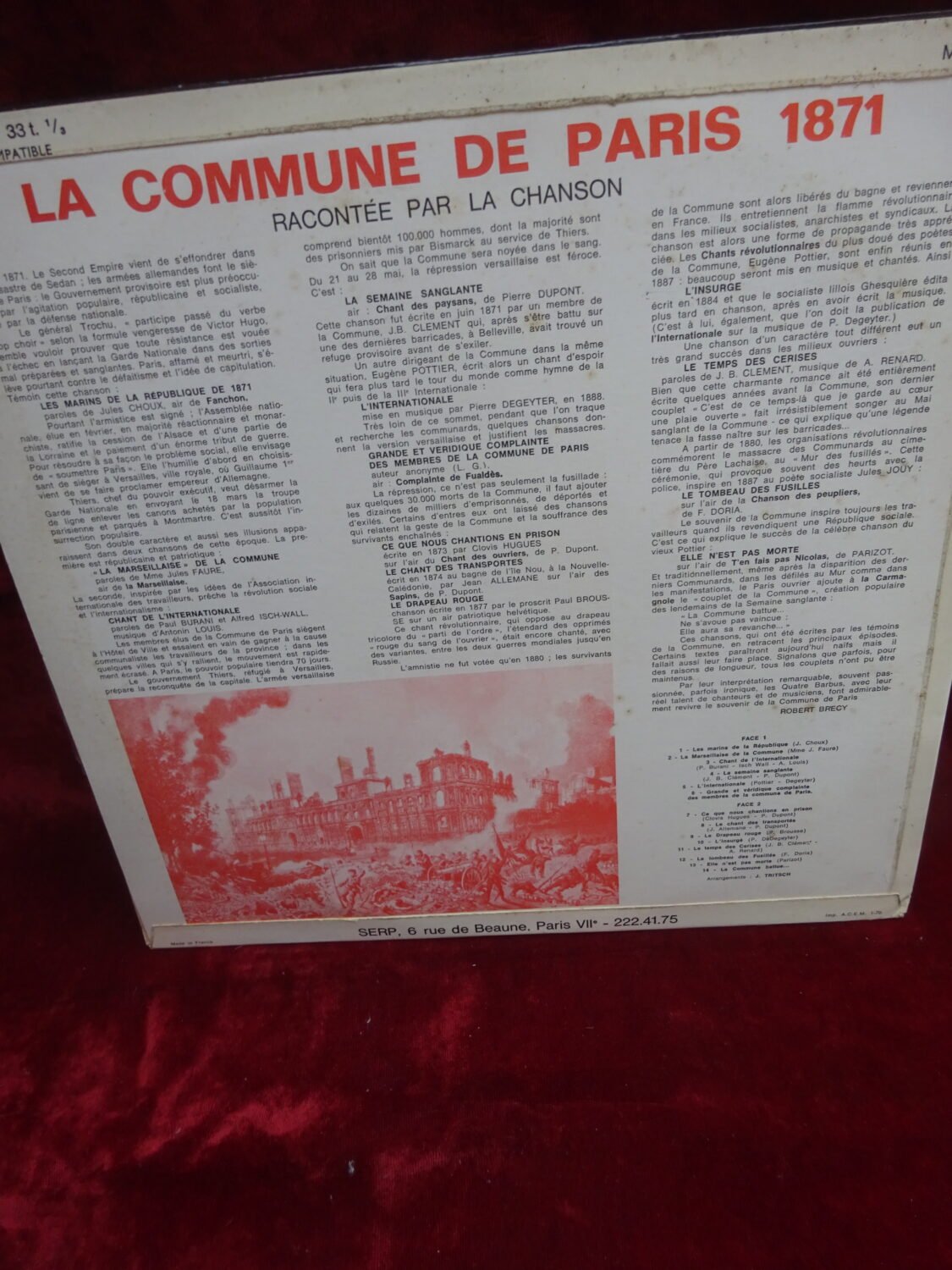 Disque 33 Tours La Commune de Paris SERP — image 2