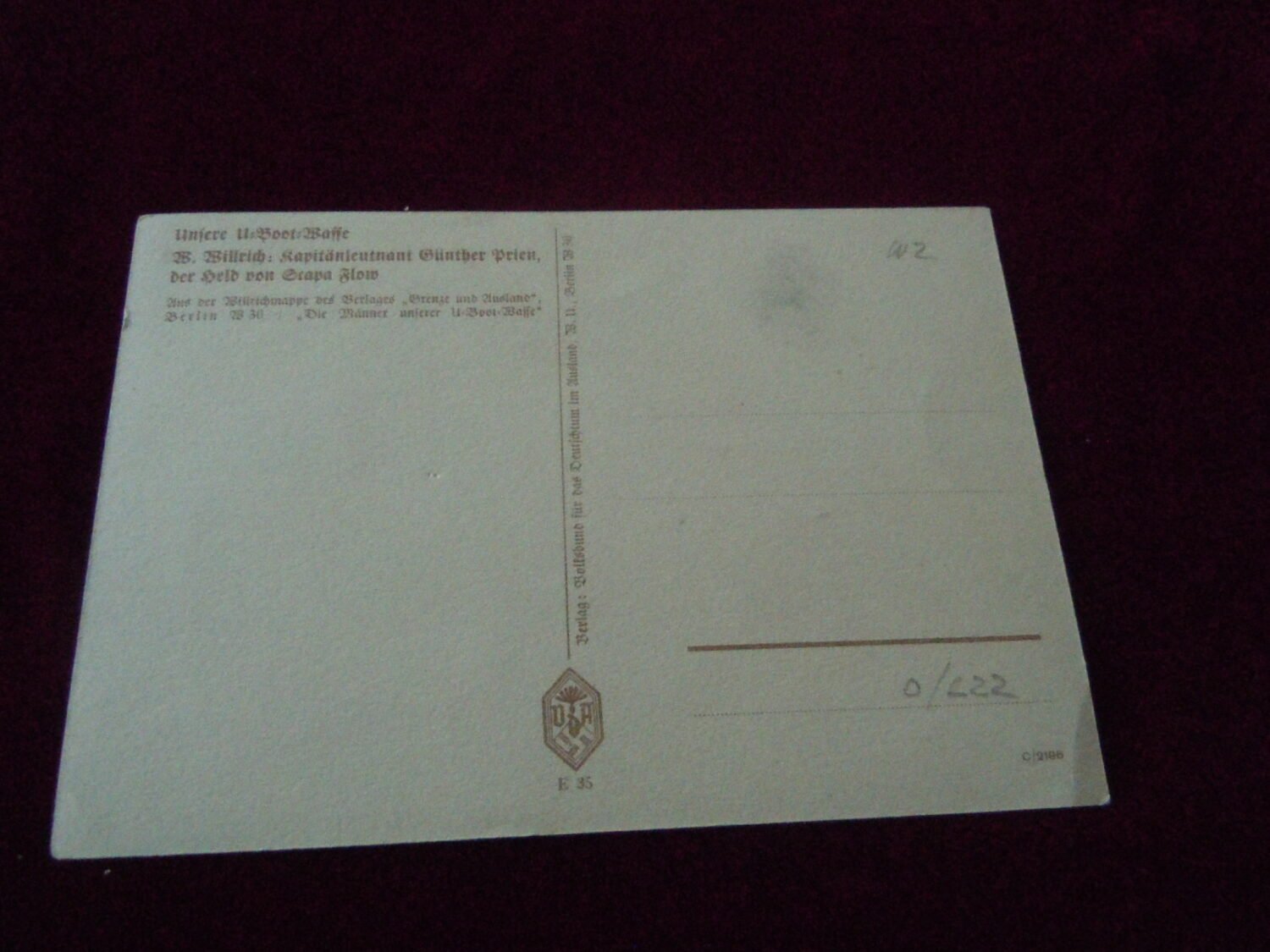 Carte postale Kapitanleutnant Gunther Prien — image 2