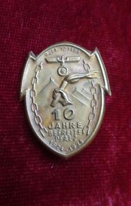 Insigne 10 jahre Befreite Pflaz 1924-1934