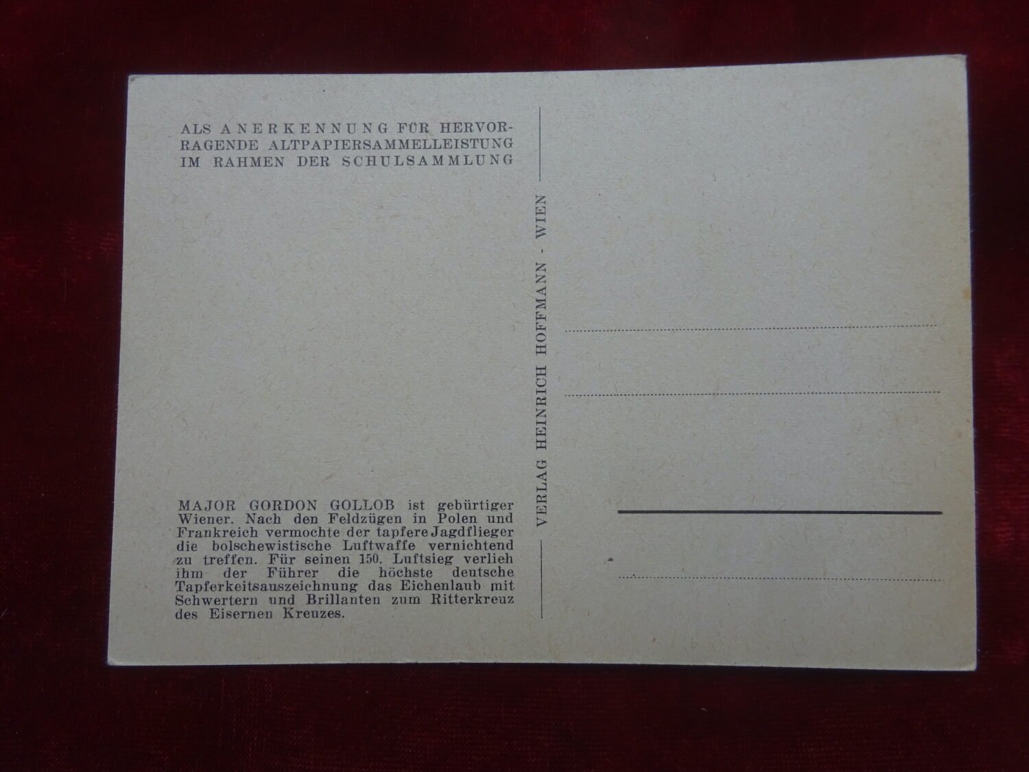 Carte postale Major Gordon Gollob — image 2