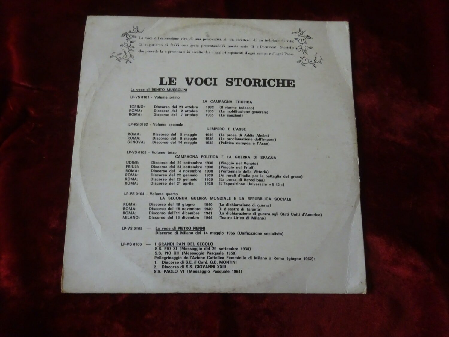 Disque 33 tours Benito Mussolini: discorsi — image 2