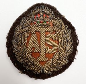 WW2 Auxiliary Territorial Service Officers Bullion Cloth Cap Badge