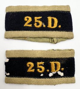 WW2 25th Dragoons Slip On Shoulder Titles