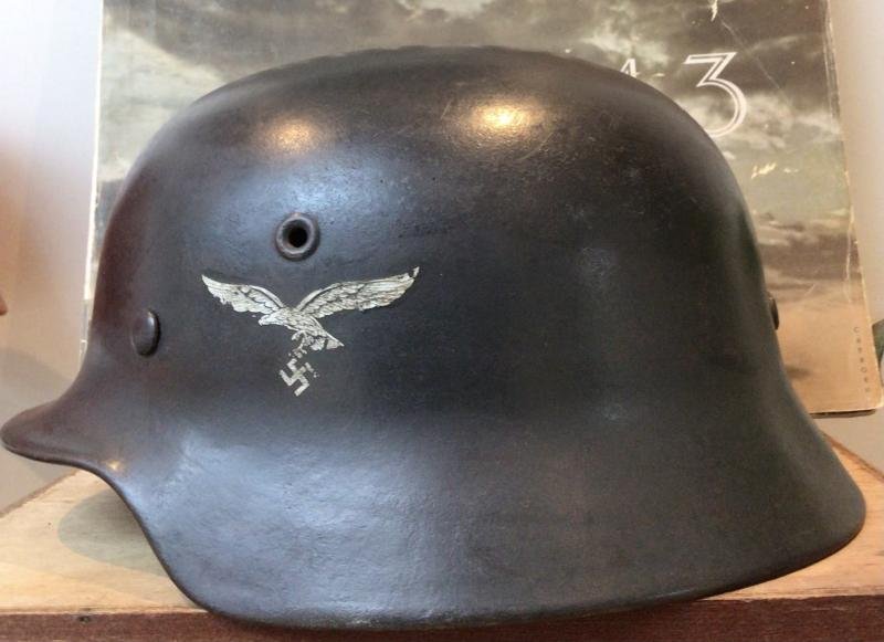 LUFTWAFFE DOUBLE DECAL M1940 STEEL HELMET. — image 2