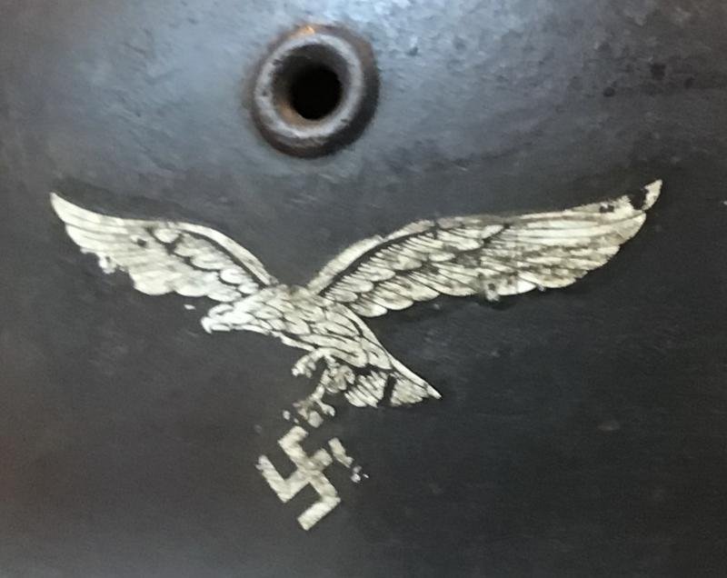 LUFTWAFFE DOUBLE DECAL M1940 STEEL HELMET. — image 3