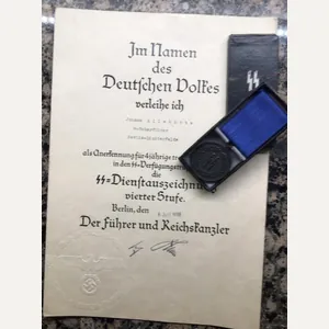 SS 4 YEAR BOXED MEDAL WITH LSSAH CITATION.