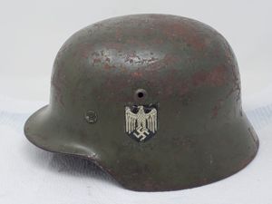 Hard Service Used Heer M35 Double Decal Helmet 627