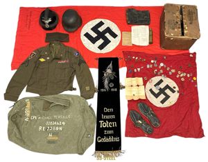 US Veteran Signed Flag M35 NSKK Helmet Map Case Banner-Capture …