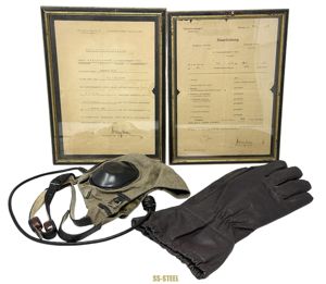 Luftwaffe LKpS101 Helmet, Pilot Gloves, Jump School Document