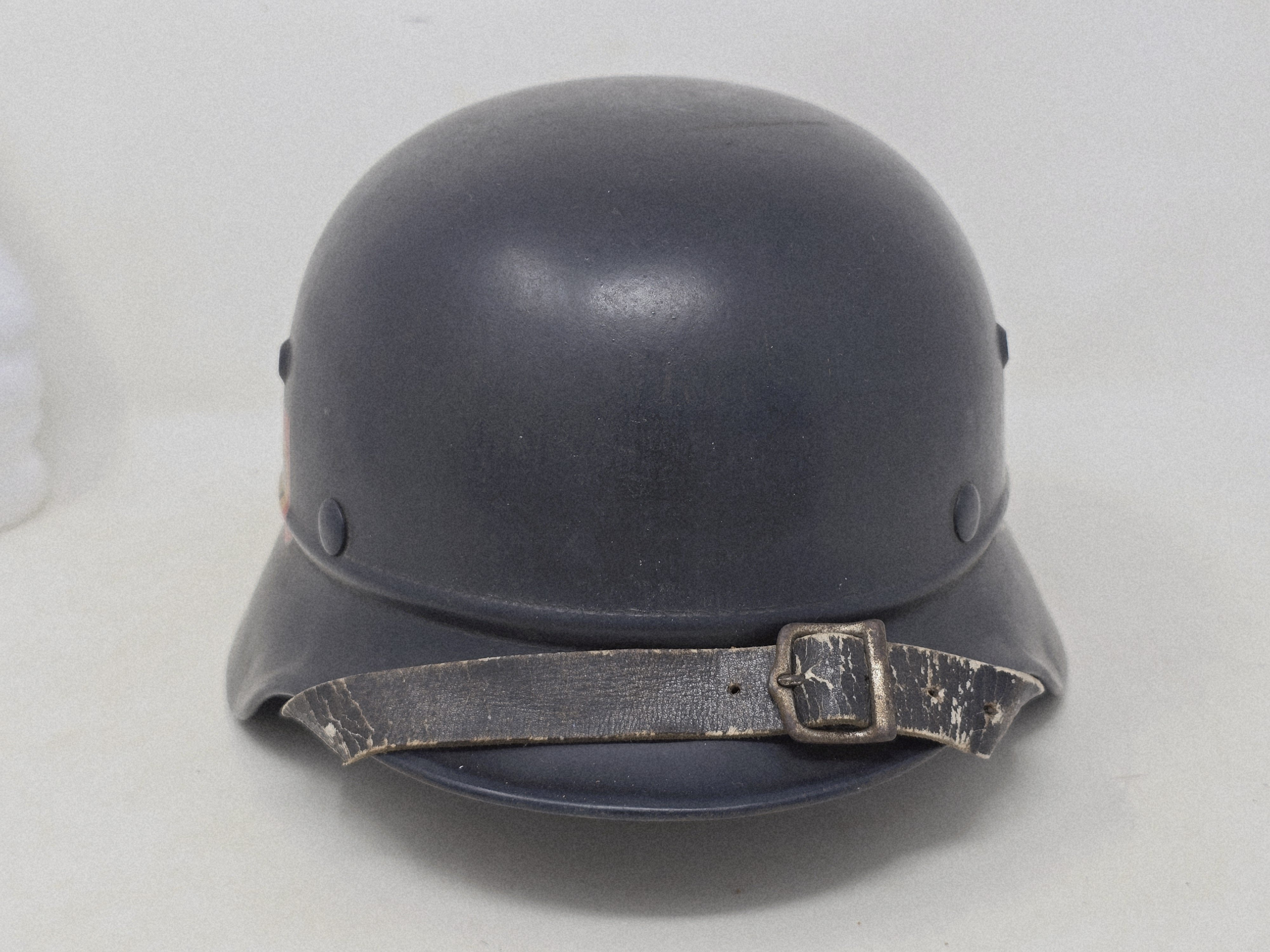 Sharp, Beaded Luftschutz Polizei M35 Helmet, Bordered Decals. — image 2