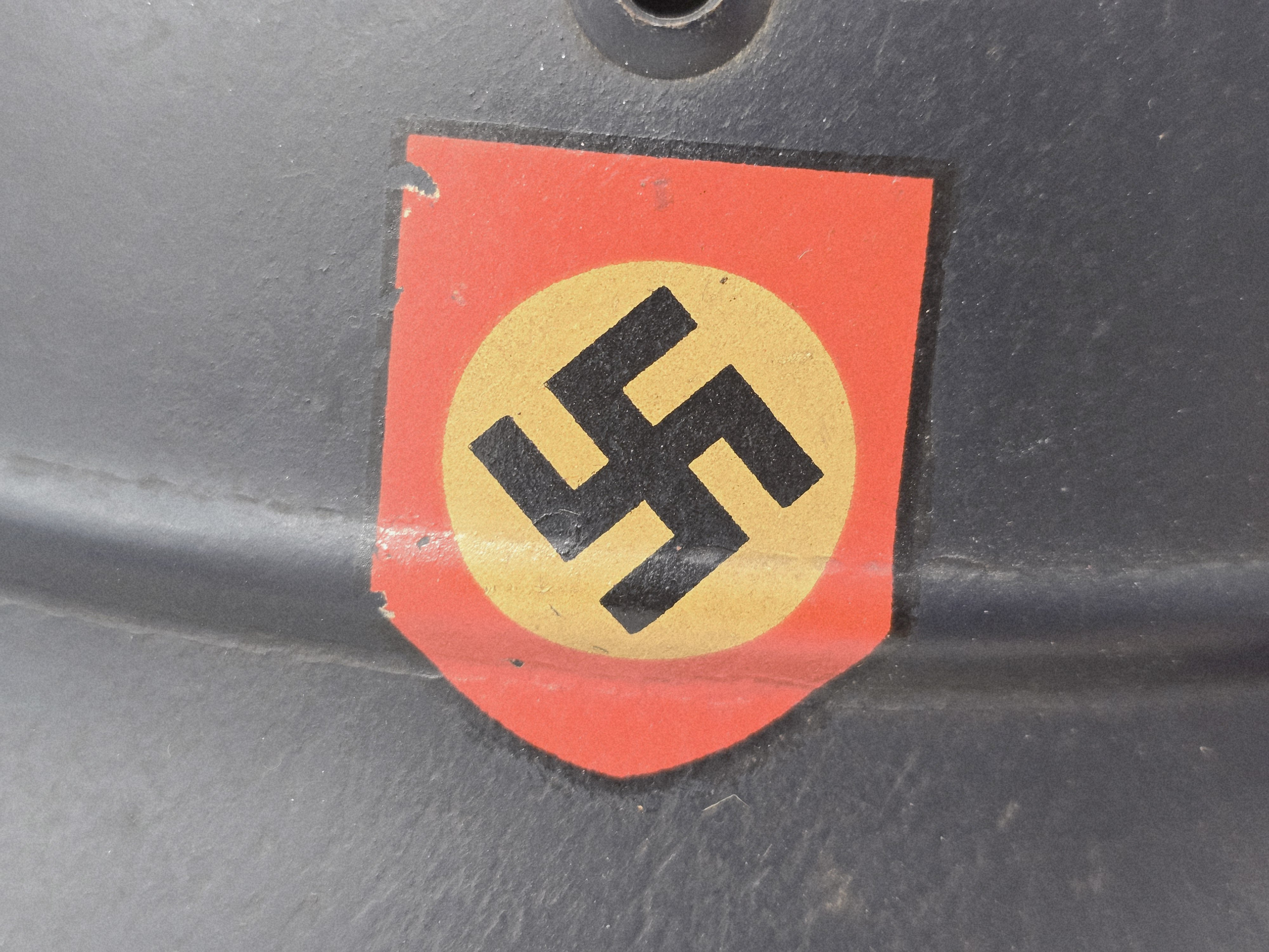 Sharp, Beaded Luftschutz Polizei M35 Helmet, Bordered Decals. — image 5