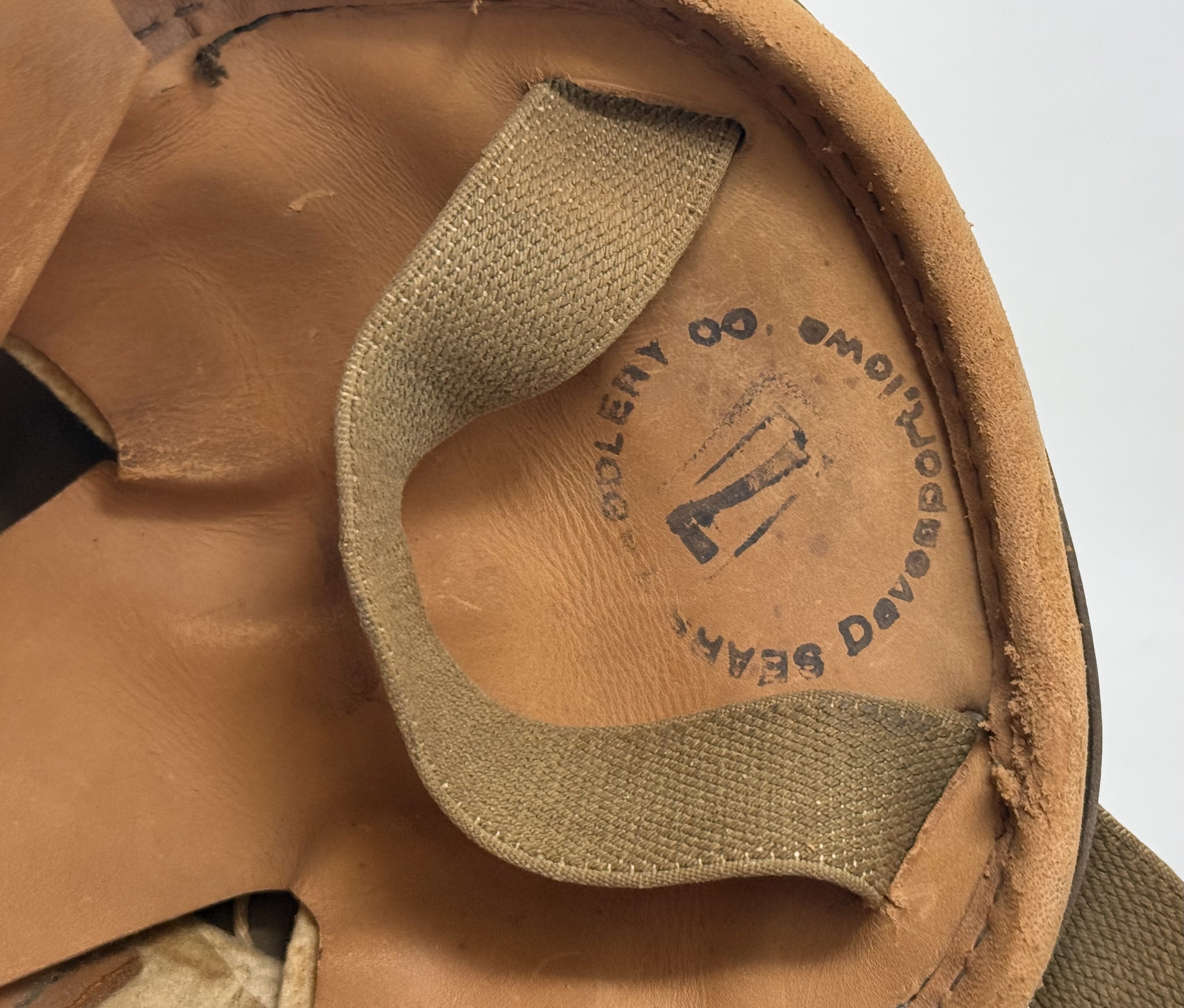 WWII US M38 Tanker Helmet by Sears Saddlery Co. — image 10