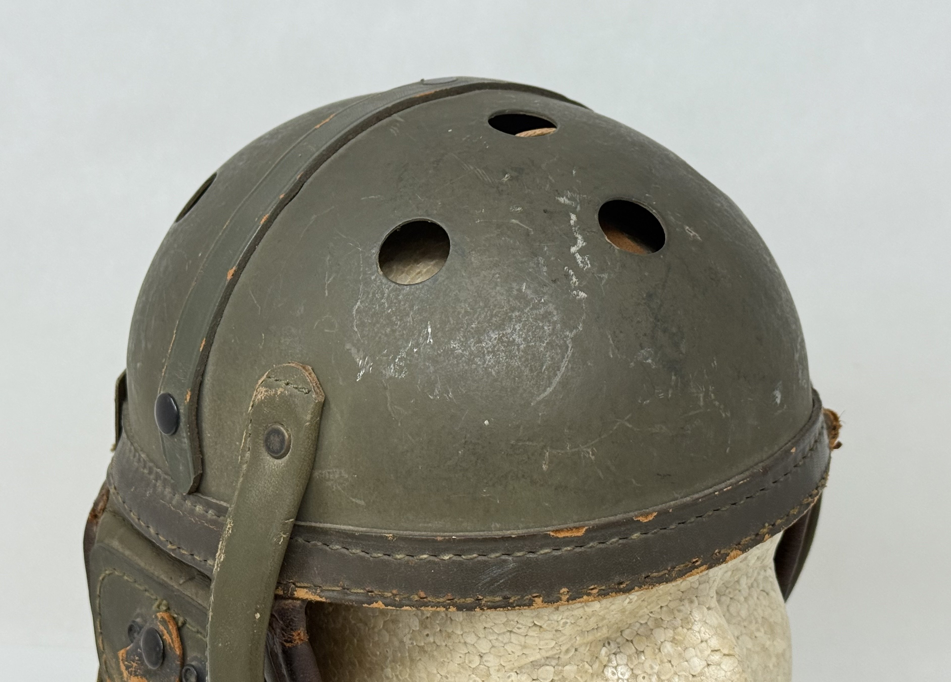 WWII US M38 Tanker Helmet by Sears Saddlery Co. — image 4