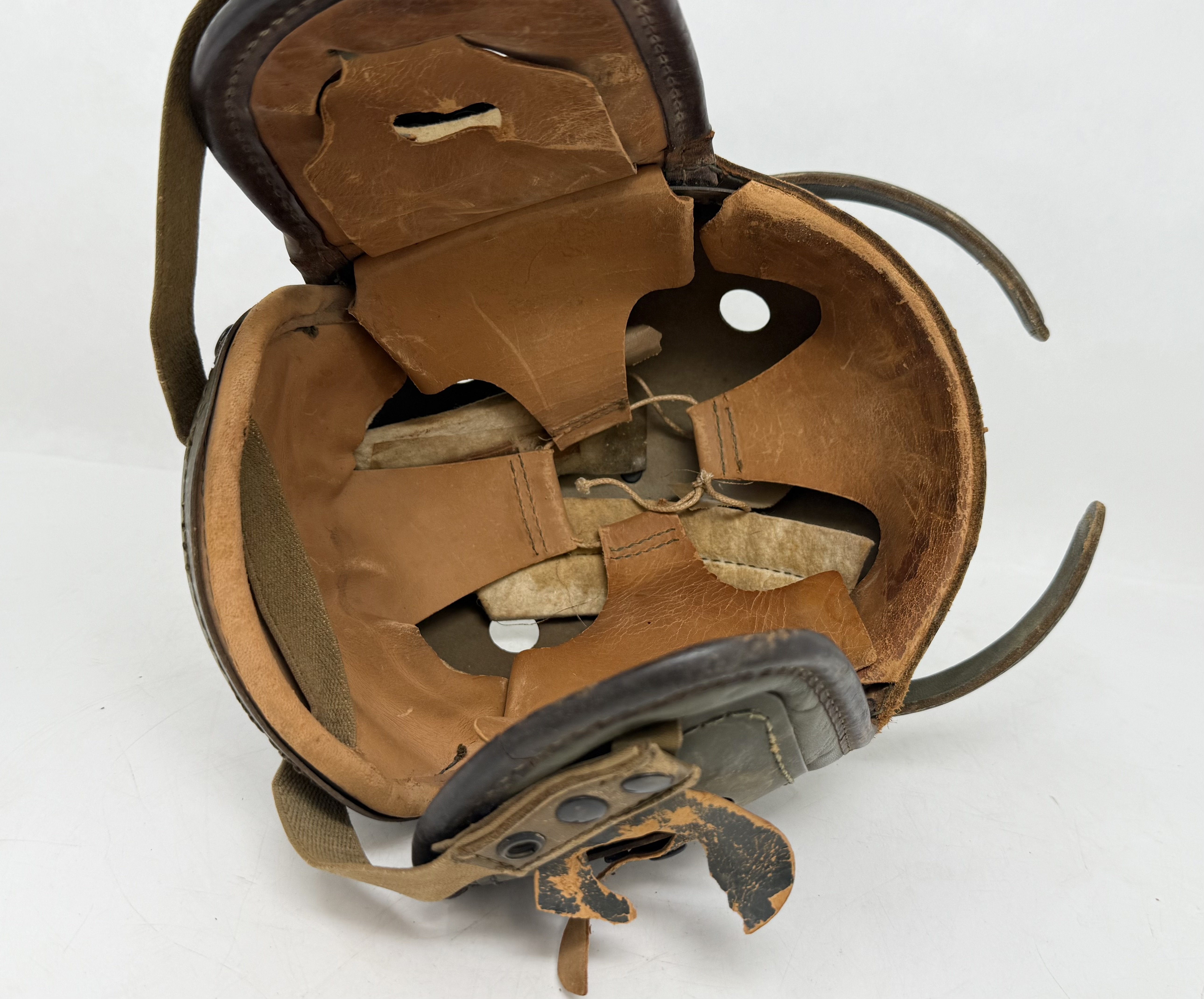 WWII US M38 Tanker Helmet by Sears Saddlery Co. — image 8