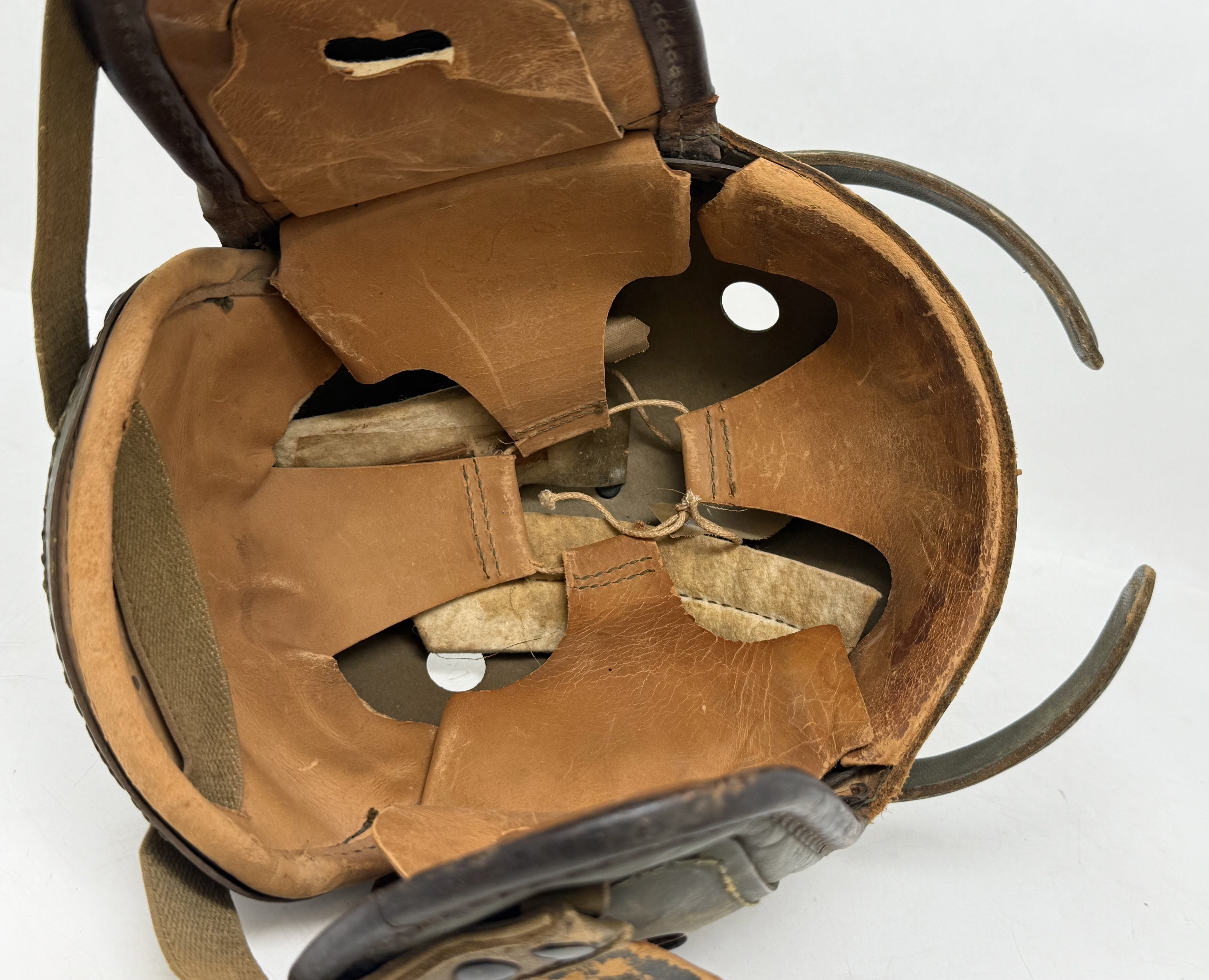 WWII US M38 Tanker Helmet by Sears Saddlery Co. — image 9