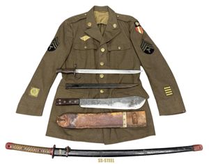 US CBI VET Pacific Grouping – Painted Samurai Sword,Uniform,Machete & …