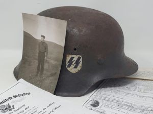 M42 Waffen-SS Helmet and Collar Tab With Veteran Provenance