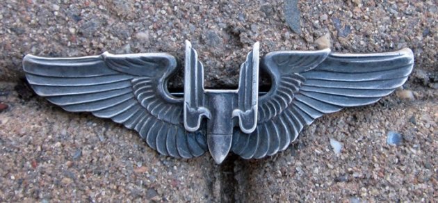 US WWII USAAF No-Target, Aerial Gunner Wings, Pinback, Sterling — image 2