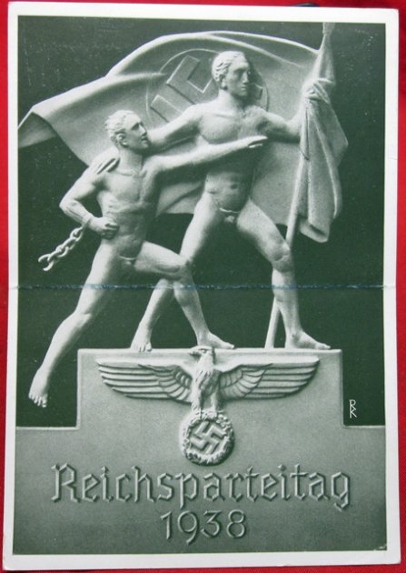  German WWII Postcard, 1938 Reichsparteitag, Statue — image 2