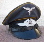 German WWII Luftwaffe Enlisted Visor Hat, 'ON HOLD, STAN'