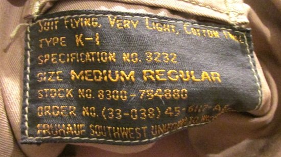  US WWII-Korean War Era, Army Air Force Stamped,  K1 Flying Suit, Medium-Regular — image 6