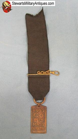  US Pre WWI, Mass N.G. Infantry Watch Fob, HQ Co., 5th Inf'y — image 2