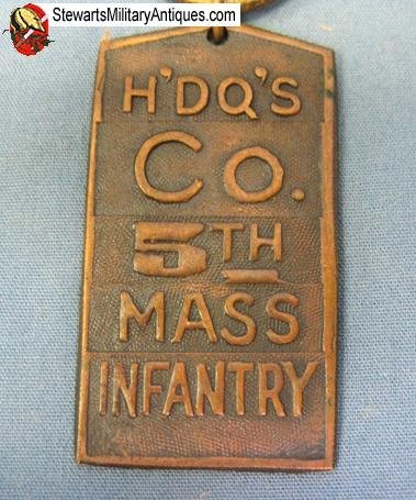  US Pre WWI, Mass N.G. Infantry Watch Fob, HQ Co., 5th Inf'y — image 3