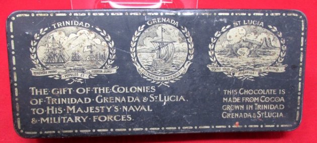 British WWI Chocolate Tin, A Gift from the Colonies, Trinidad, Grenada, St.Lucia — image 2