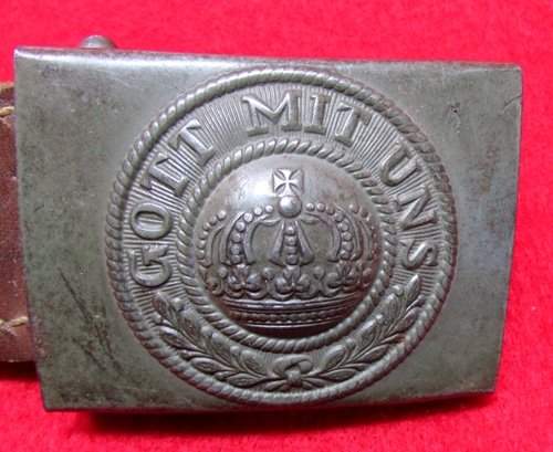  German WWI, M1915 Prussian Enlisted Buckle & Leather Tab — image 3