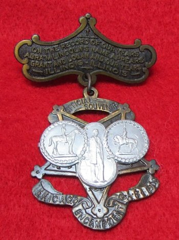  US Post Civil War, 1900 GAR National Encampment Souvenir Badge, Chicago Ill., Made From Captured Cannon — image 2