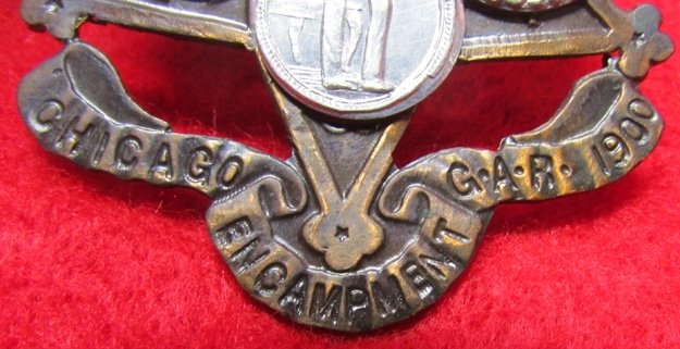  US Post Civil War, 1900 GAR National Encampment Souvenir Badge, Chicago Ill., Made From Captured Cannon — image 5