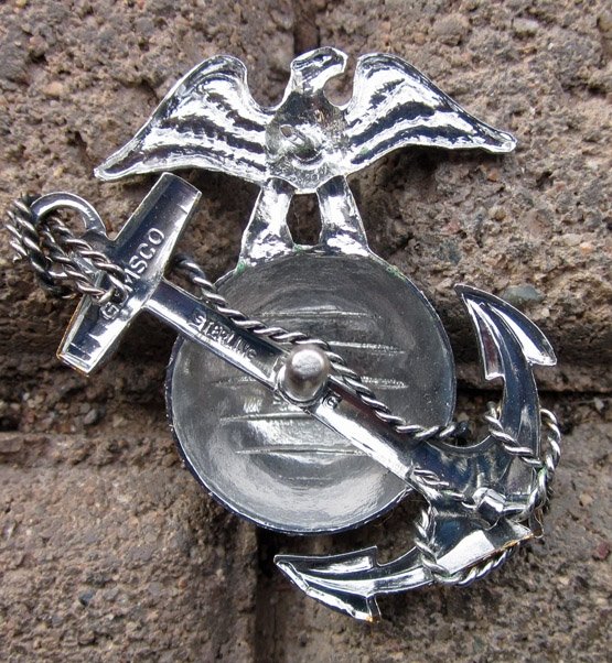  USMC Post WWII, USMC Officer Dress Hat Emblem, GEMSCO, Sterling — image 6