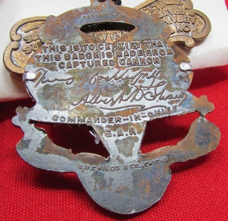  US Post Civil War, GAR National Encampment Souvenir Badge, 1900, Chicago Ill., Made From Captured Cannon — image 5
