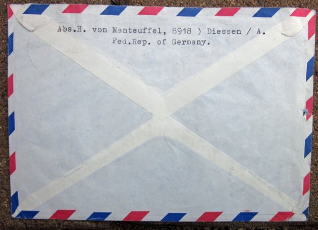  German Post WWII, Letter & Envelope, General der Panzertruppe, Baron Hasso von Monteuffel Autograph — image 5
