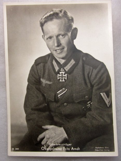  German WWII Postcard, Knights Cross Winner Fritz Arndt — image 2