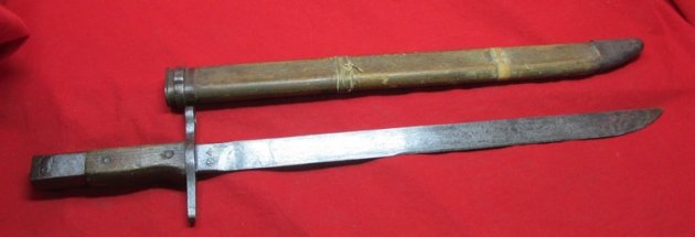  Japanese WWII Late Type 30 Bayonet, Wooden Scabbard, Toyoda Mfg. — image 5