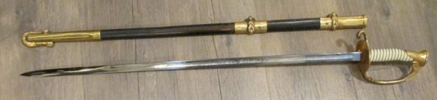  US Korean War Era, M1852 US Navy Officers Sword, USA MADE, Identified — image 9
