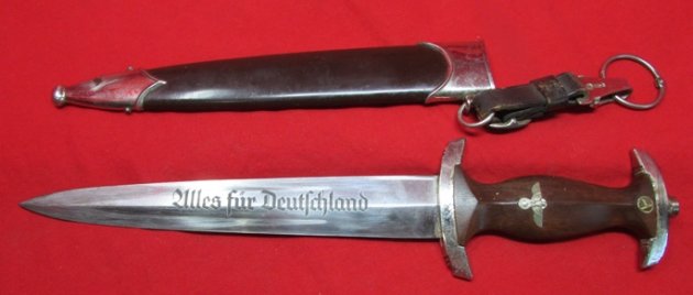  German WWII M1933 SA Enlisted Dagger & Hanger, RZM M7/91 Carl Spitzer — image 5